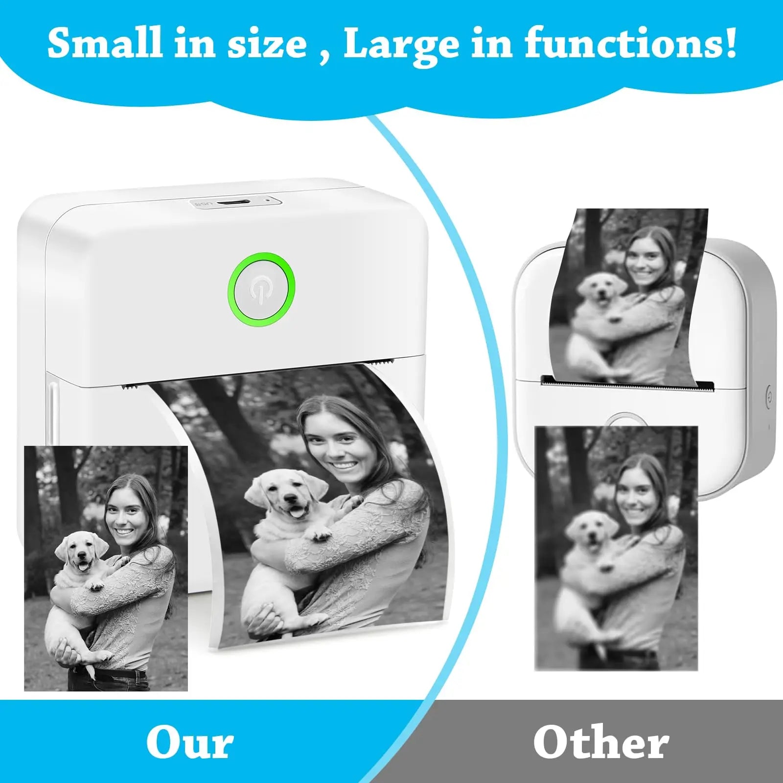 Wireless Mini Photo Thermal Printer | Mobile App, USB Charging.