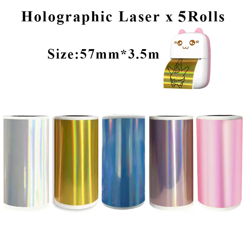 Holographic Laser Transparent Glossy Thermal Sticker Paper rolls