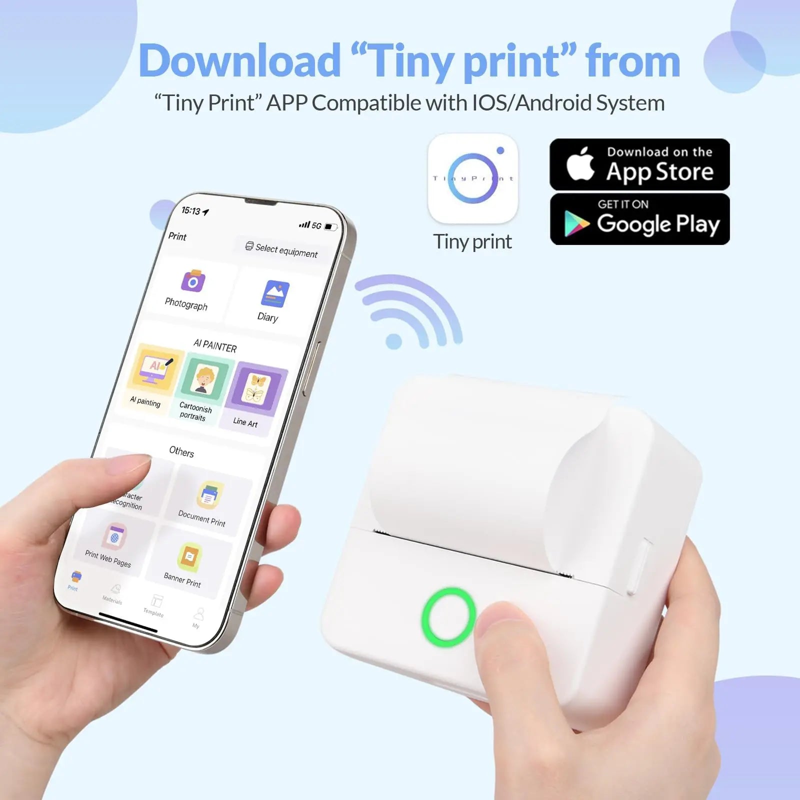 Wireless Mini Photo Thermal Printer | Mobile App, USB Charging.