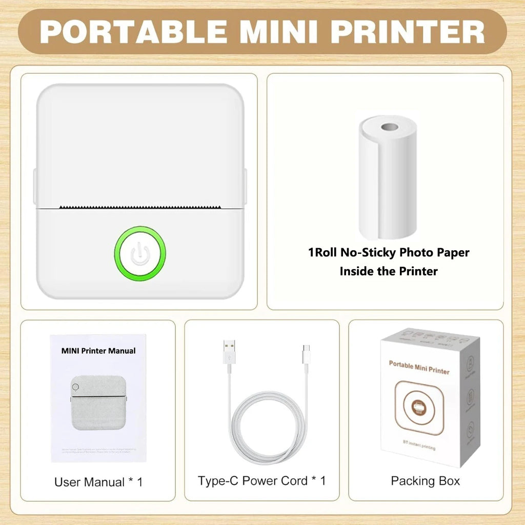 Wireless Mini Photo Thermal Printer | Mobile App, USB Charging.