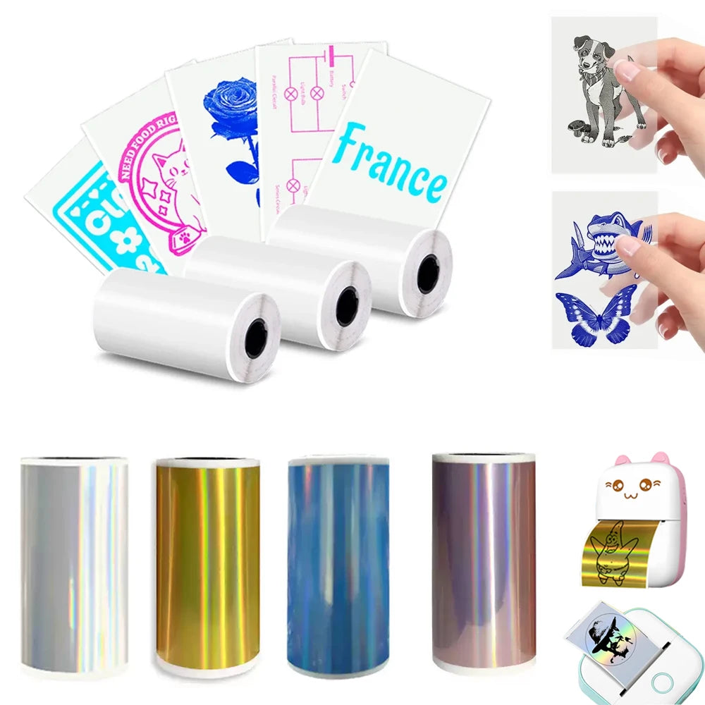 Holographic Laser Transparent Glossy Thermal Sticker Paper rolls