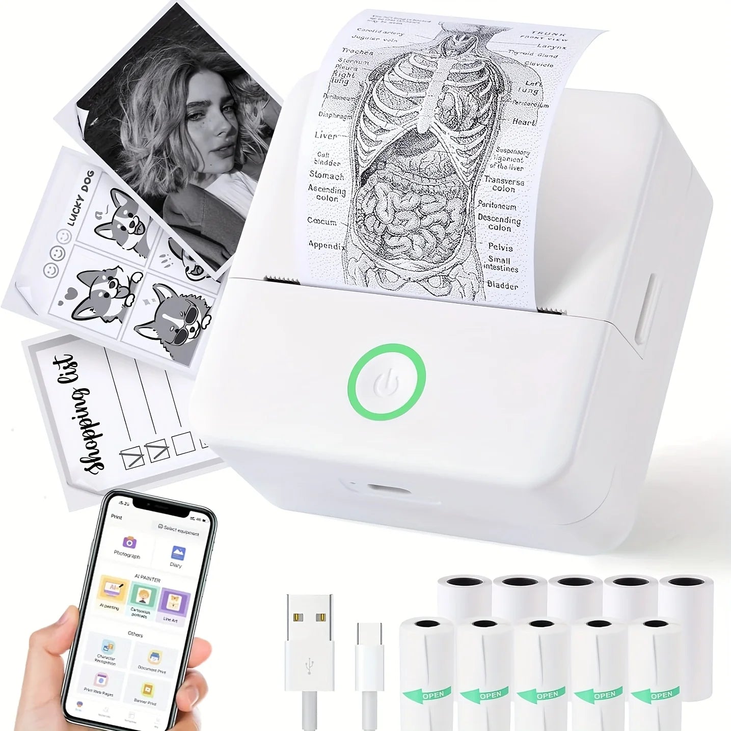 Wireless Mini Photo Thermal Printer | Mobile App, USB Charging.