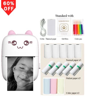 Mini Portable Thermal Printing Sticker Wireless Inkless Mini Printer