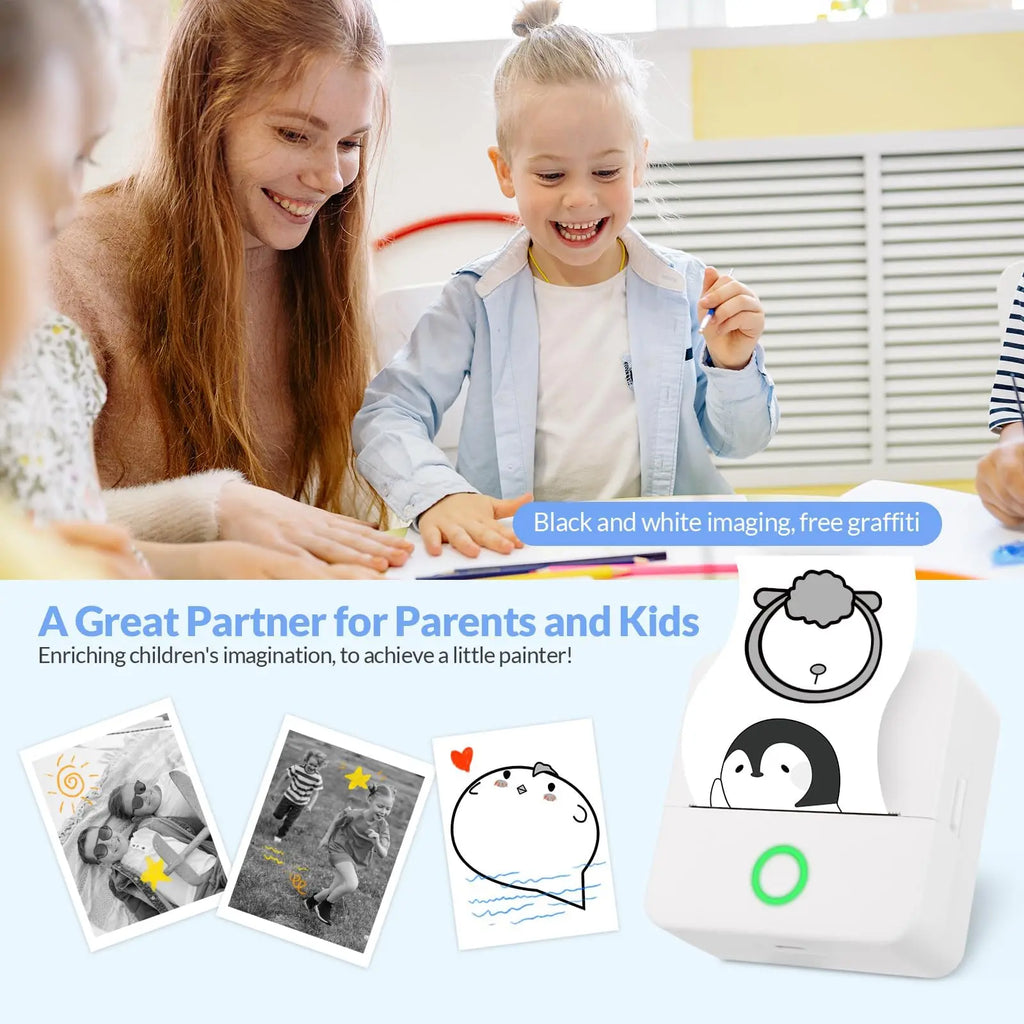 Wireless Mini Photo Thermal Printer | Mobile App, USB Charging.