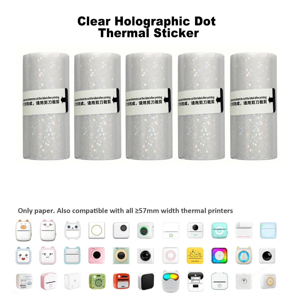Clear Holographic Transparent Self-Adhesive Thermal Paper Rolls