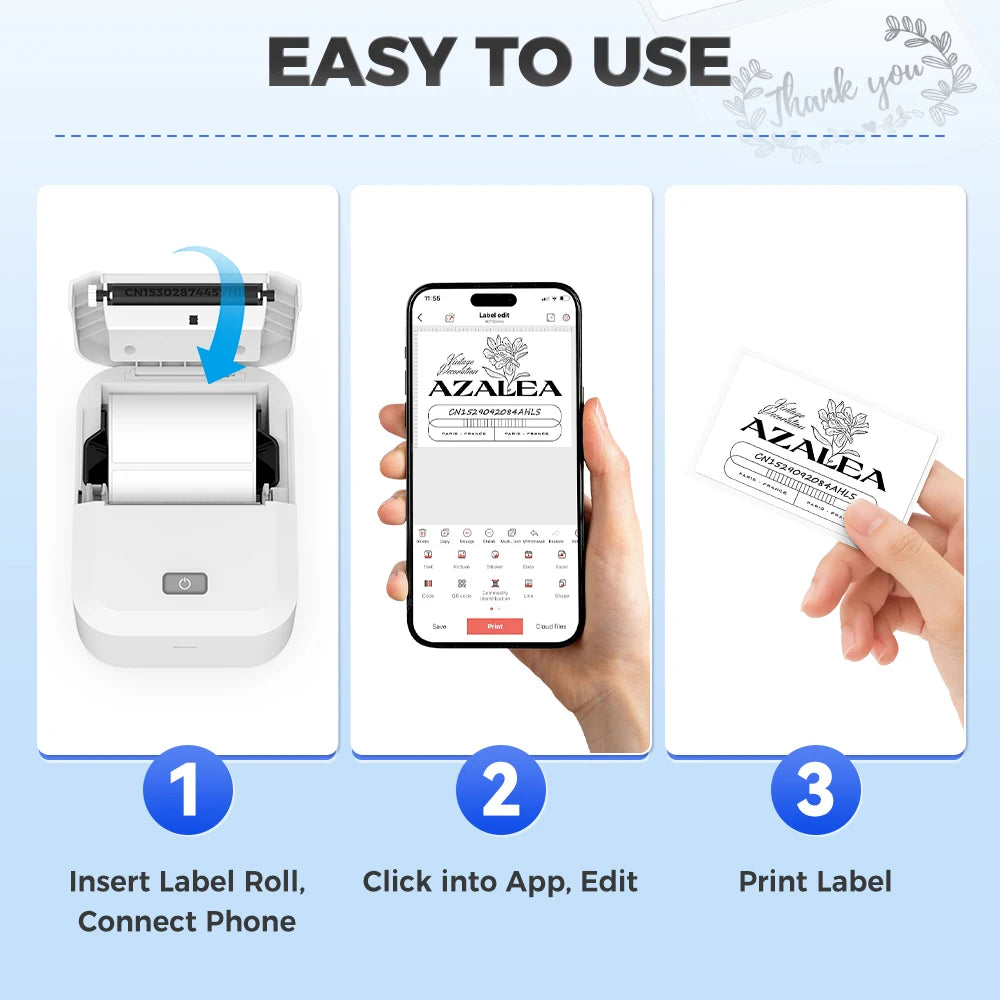Portable Mini Printer Bluetooth Self Adhesive Sticker Labeller
