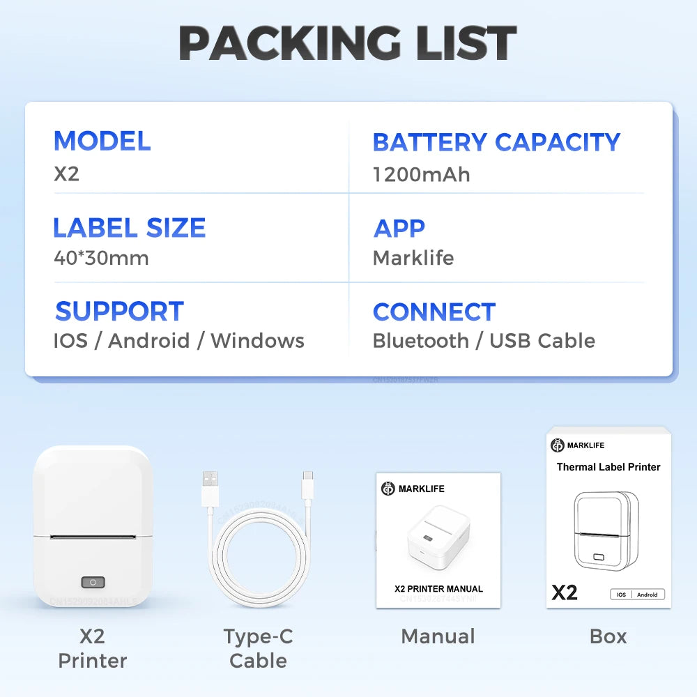 Portable Mini Printer Bluetooth Self Adhesive Sticker Labeller