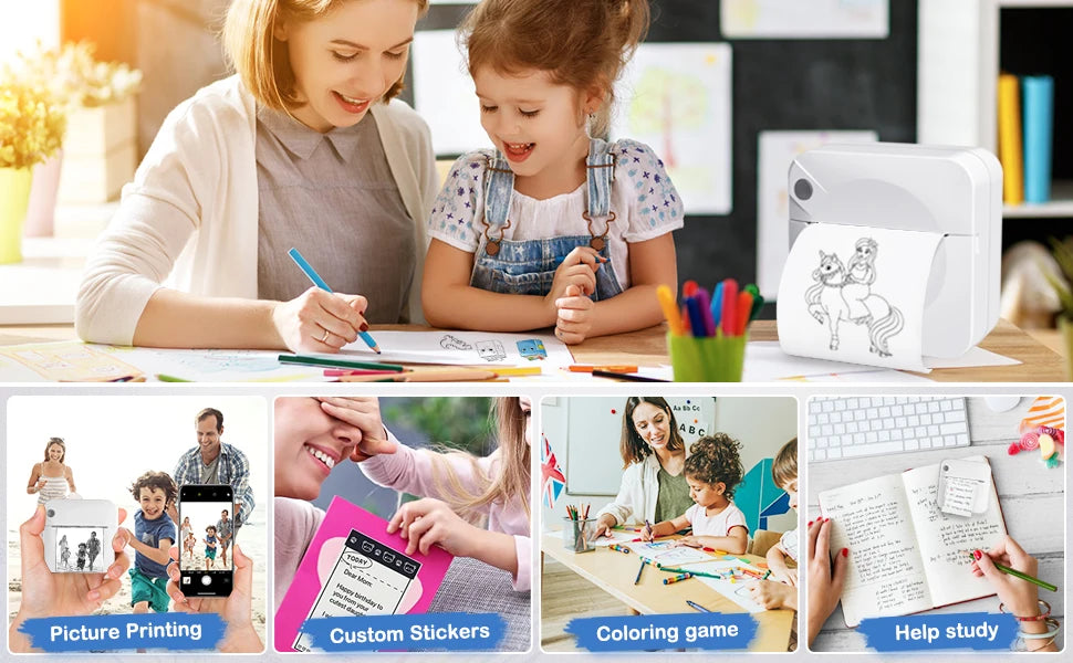 Mini Portable Thermal Printing Sticker Wireless Inkless Mini Printer