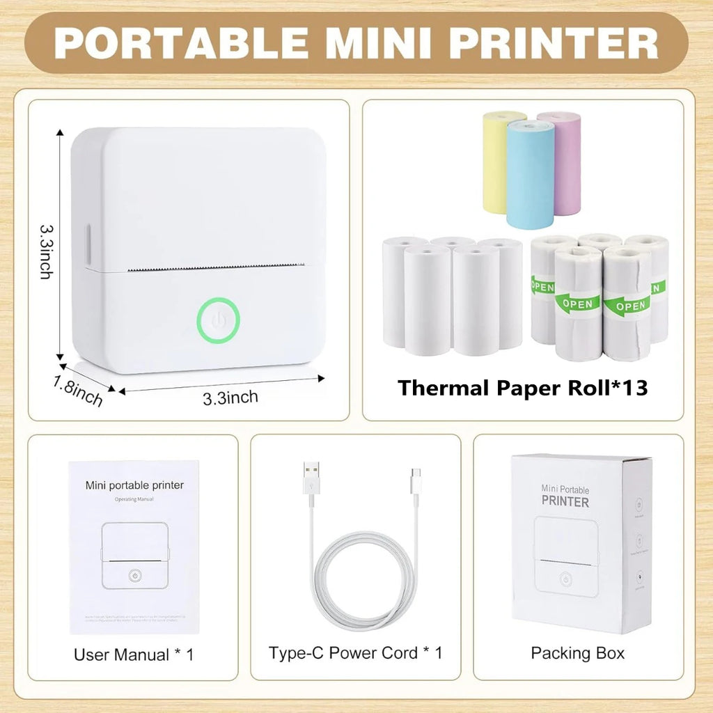 Wireless Mini Photo Thermal Printer | Mobile App, USB Charging.