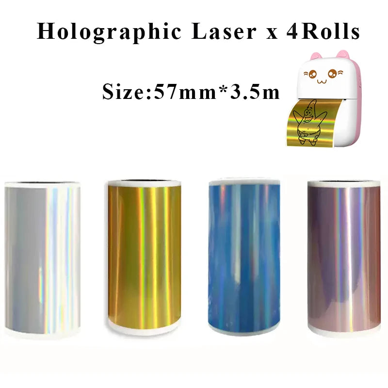 Holographic Laser Transparent Glossy Thermal Sticker Paper rolls
