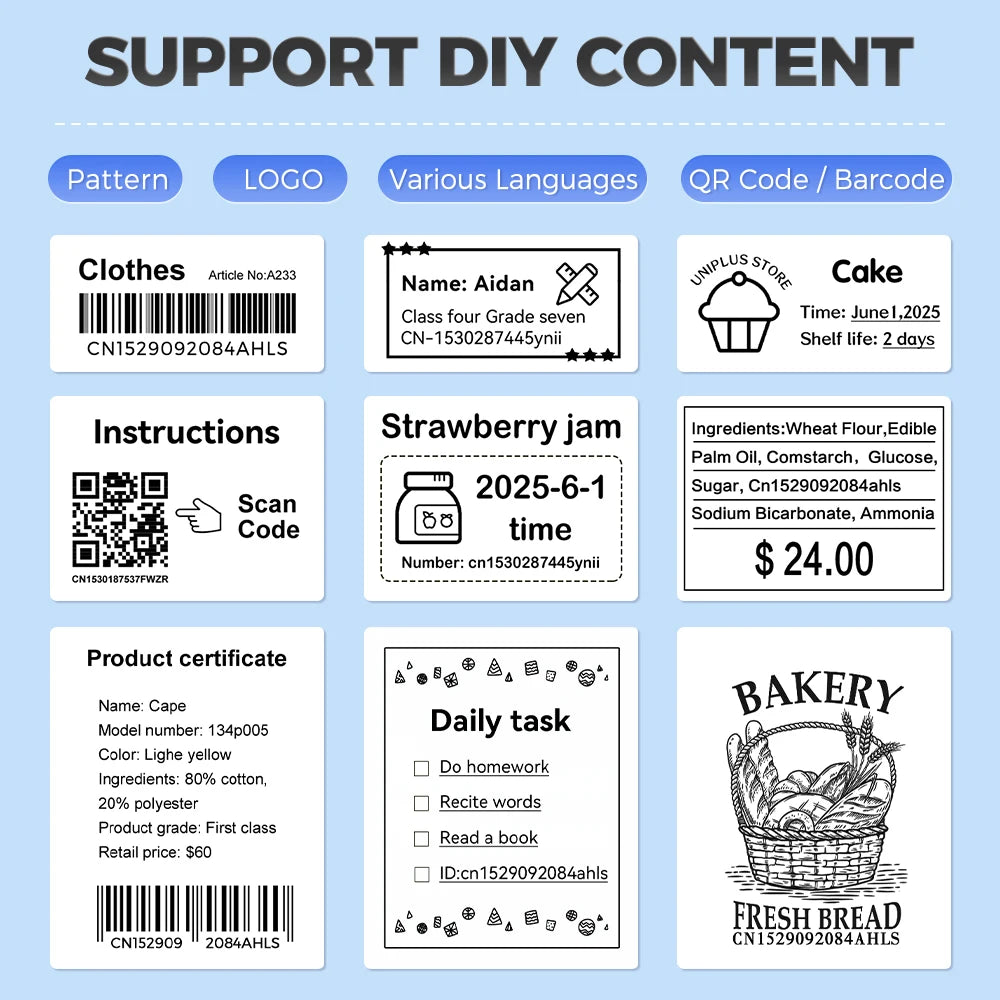 Portable Mini Printer Bluetooth Self Adhesive Sticker Labeller