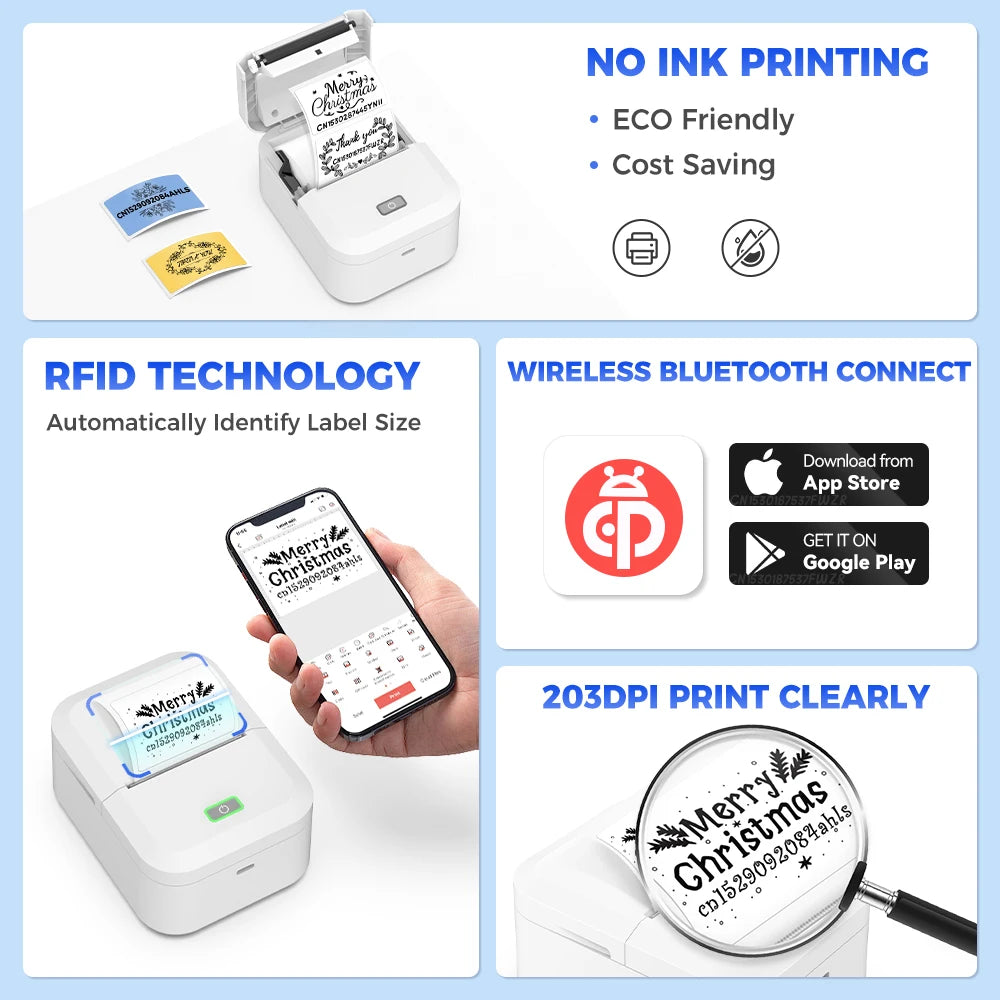 Portable Mini Printer Bluetooth Self Adhesive Sticker Labeller