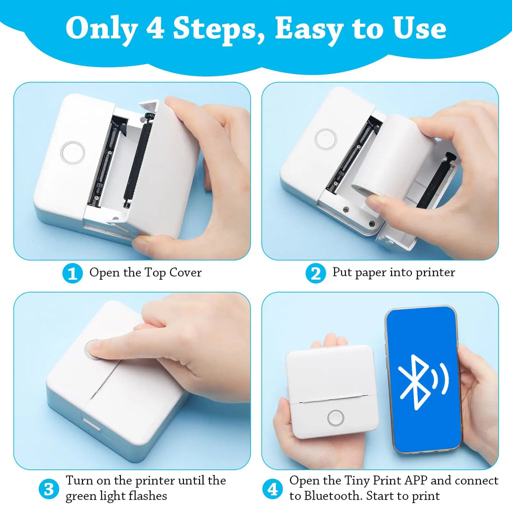 Wireless Mini Photo Thermal Printer | Mobile App, USB Charging.