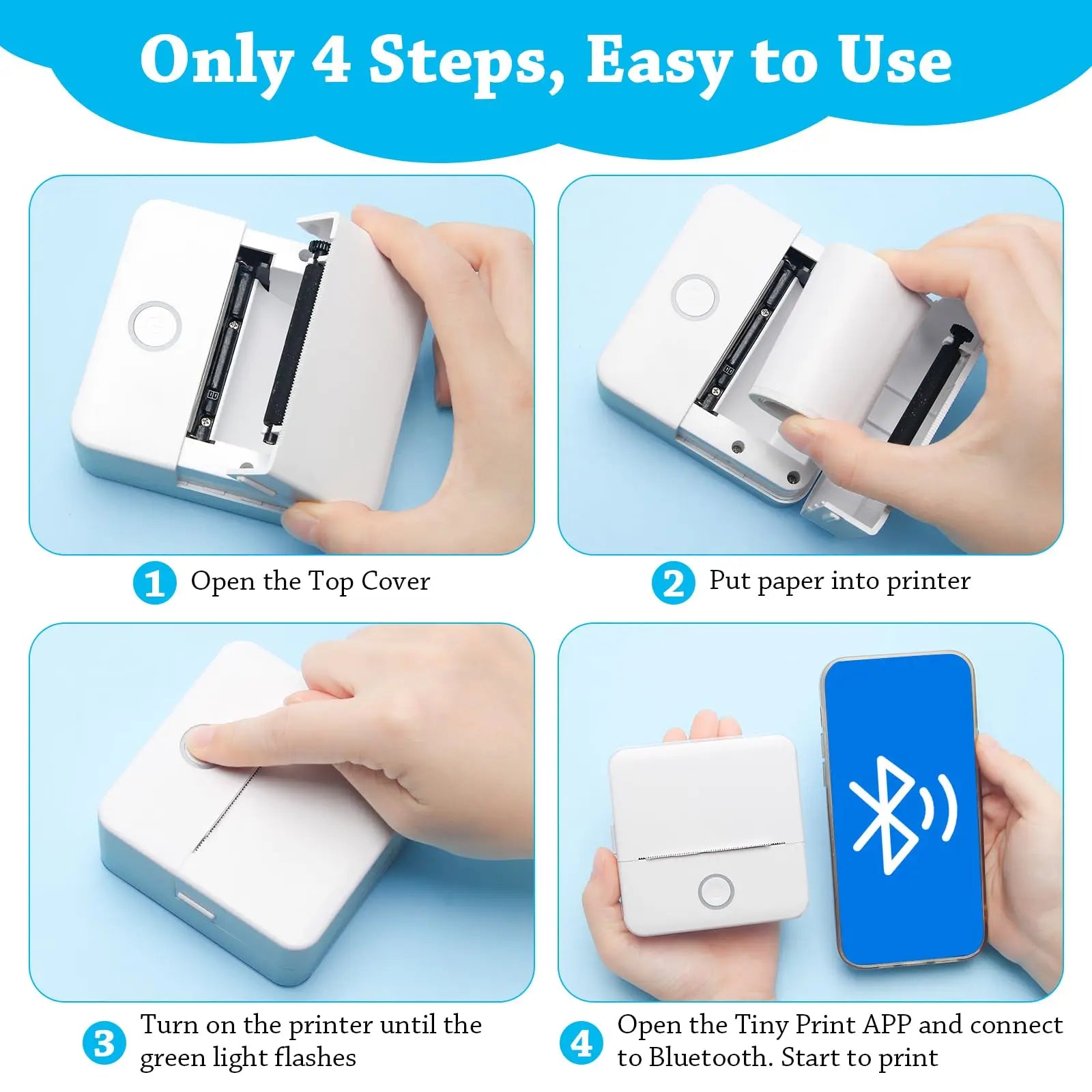 Wireless Mini Photo Thermal Printer | Mobile App, USB Charging.