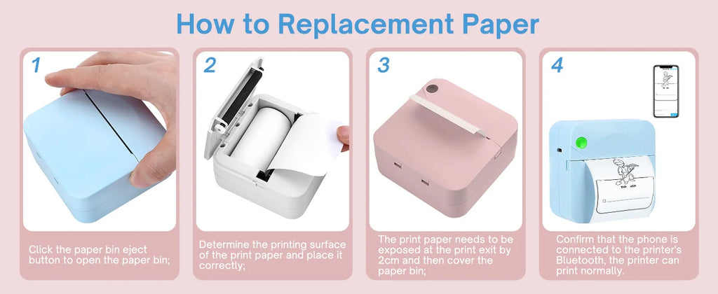 Mini Portable Thermal Printing Sticker Wireless Inkless Mini Printer