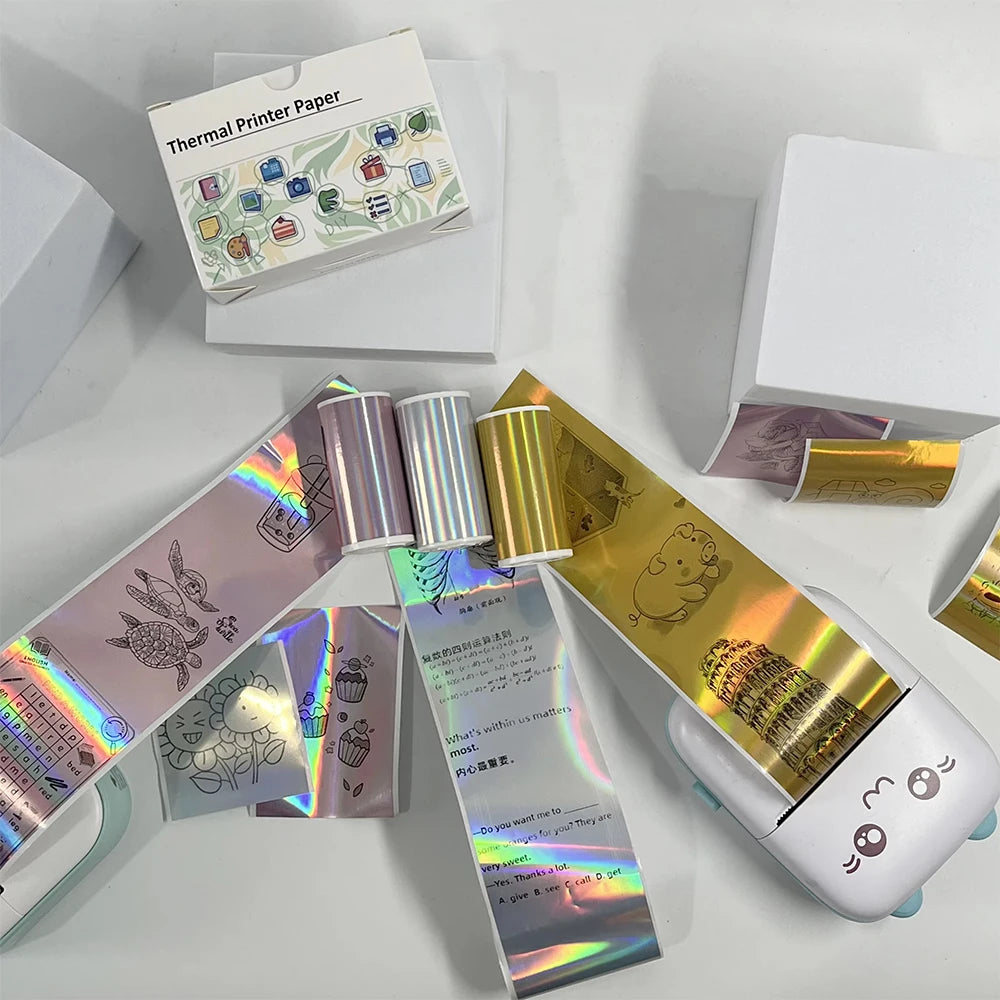 Holographic Laser Transparent Glossy Thermal Sticker Paper rolls
